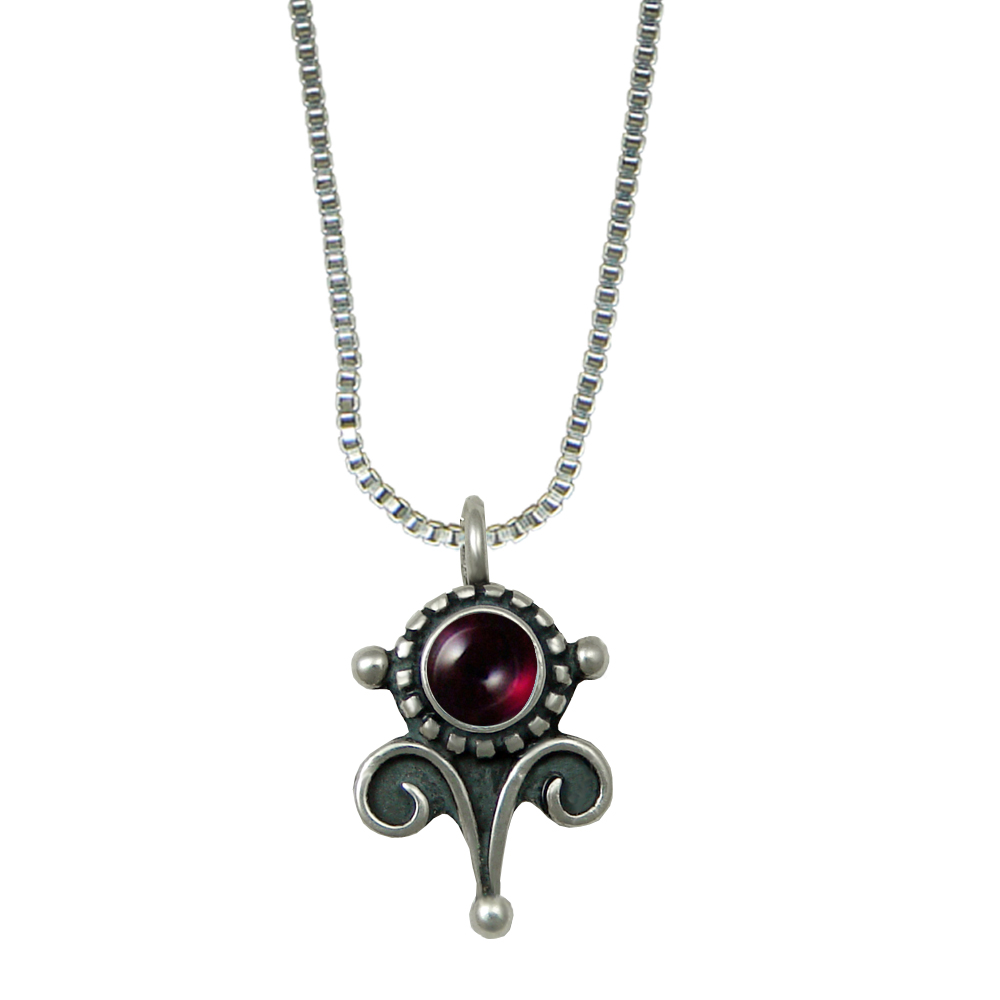 Sterling Silver Little Garnet Pendant Necklace